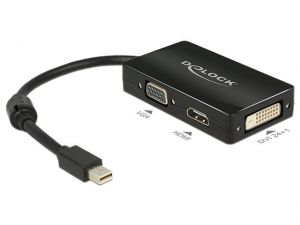 ADAPTER DISPLAYPORT MINI->HDMI/VGA/DVI 16CM BLACK DELOCK