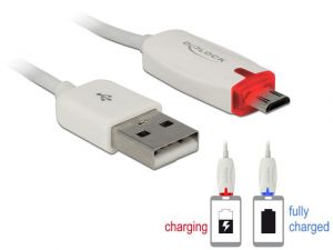 KABEL USB MICRO AM-MBM5P 2.0 1M +WSKAŹNIK ŁADOWANIA LED WHITE DELOCK
