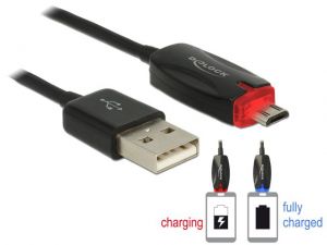 KABEL USB MICRO AM-MBM5P 2.0 1M +WSKAŹNIK ŁADOWANIA LED BLACK DELOCK
