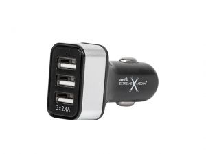ŁADOWARKA ADAPTER NAPIĘCIA ZAPALNICZKA 12V/24V- 3XUSB 5V/7.2A BLACK NATEC EXTREME MEDIA