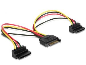 KABEL SATA ZASILAJĄCY(M)->SATA(F)90\ X2 15CM GEMBIRD