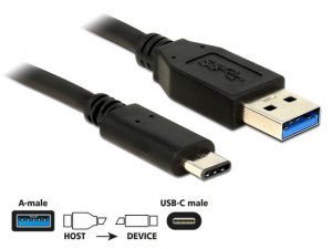KABEL USB TYPE-C(M)-AM 3.1 1M BLACK DELOCK