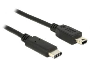 KABEL USB TYPE-C(M)-MINI BM 2.0 1M BLACK DELOCK