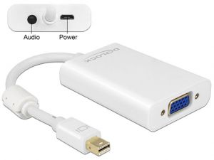 ADAPTER DISPLAYPORT MINI 1.1 (M)->VGA(F) AUDIO POWER WHITE DELOCK