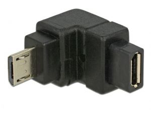 ADAPTER USB 2.0 MICRO-B (M) -> USB 2.0 MICRO-B (F) KĄT 90 DOWN DELOCK