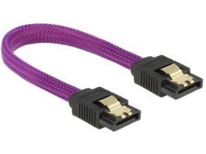 KABEL SATA DATA III (6GB/S) 10CM Z ZATRZASKAMI METALOWYMI PREMIUM DELOCK
