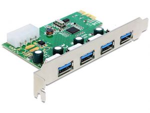 KARTA PCI EXPRESS->USB 3.0 4-PORT + ŚLEDŹ LOW PROFILE CHIPSET NEC DELOCK