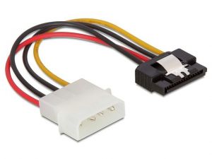 KABEL SATA ZASILAJĄCY HDD (M)->MOLEX(M) 15CM METALOWY ZATRZASK DELOCK