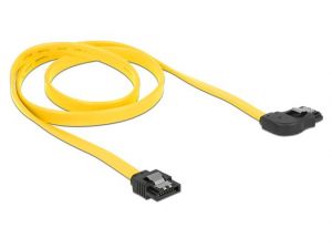 KABEL SATA DATA III (6GB/S) 30CM Z ZATRZASKAMI METALOWYMI KĄTOWE PRAWO/PROSTO ŻÓŁTY DELOCK