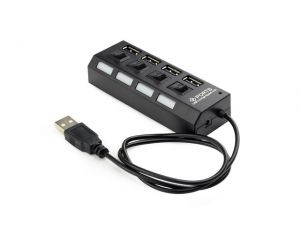 HUB USB 2.0 4-PORTY Z WŁĄCZNIKIEM ZASILANIE ZEWNĘTRZNE BLACK GEMBIRD