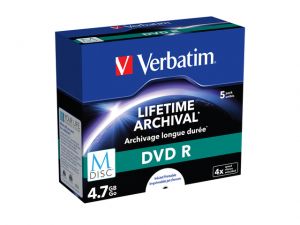 M-DISC DVD R VERBATIM 4.7GB X4 PRINTABLE (5 JEWEL CASE)
