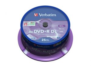 DVD+R VERBATIM 8.5GB X8 DOUBLE LAYER (25 CAKE)