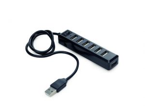 HUB USB 2.0 7-PORTY Z WŁĄCZNIKIEM MOŻLIWE ZASILANIE ZEWNĘTRZNE(BRAK W ZESTAWIE) BLACK GEMBIRD