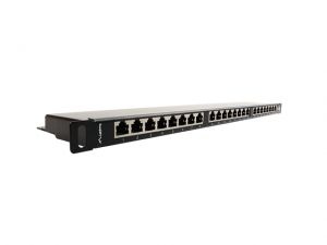 PATCH PANEL 24 PORT 0.5U KAT.5E EKRANOWANY CZARNY LANBERG